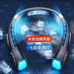 Kipas Angin Gantung Leher Portable premium 5-Speed Wind USB LED Display Baling Baling Neck Fan Pencahayaan Warna-Warni High Speed PREMIUM DINGIN