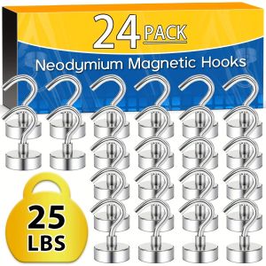 24pcs Magnetic Hooks 25Lbs Strong Heavy Duty Cruise Magnet S-Hooks for Hanging Cabins Grill Kitchen Garage Workplace and