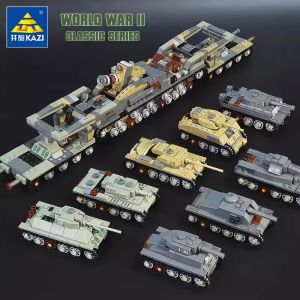 Kazi Building Blocks German Carl Mortar M59 Cannon Tiger-Type Heavy Air Defense Tank MOC Military Combination Assemble