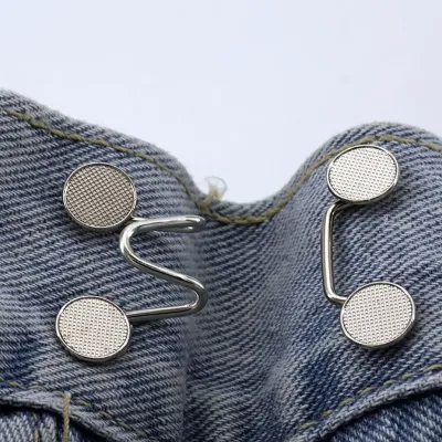 2pcs-Sets Metal Jeans Waist Buckle Adjustable Nail-free Snaps Fastener Button Detachable Waist Tightener Household
