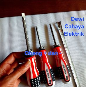 Obeng Bolak Balik Gagang Karet Ujung Magnet - Obeng + dan - Obeng Amerika