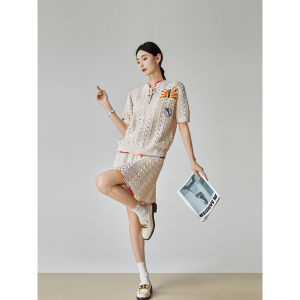 XIAODADEHUA | American Retro Knit Hollow Out Sweater Set