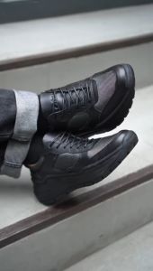 Otiv Obu Black - Sepatu Sneakers Kulit Asli Casual Pria Kuliah Kerja Traveling Riding