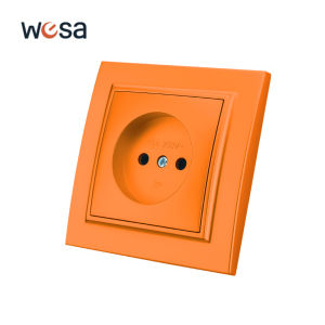 WESA Orange Wall Embed Socket Plugs Power 2 Socket EU Electrical Outlett With Ground Flame Retardant Spray Paint Plastic Sockets