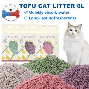Mixed Tofu Bentonite Cat Litter 6L Food Grade 70% Tofu 29% Bentonite Flushable Dust Free Odor Control Fast Clumping for Cats Rabbits