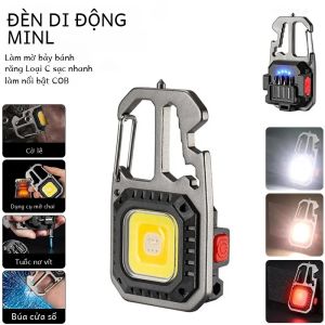 Led xách tay Keychain Đèn pin ngoài trời cắm trại COB làm việc ánh sáng chiếu sáng khẩn cấp với cửa sổ búa mở chai đèn