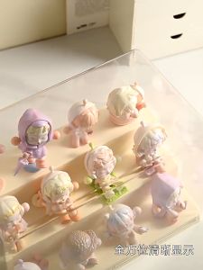 Toys Display Box Transparent Doll Display Storage Box Large Capacity Model Storage Rack Cabinet with Display Step Cream Style
