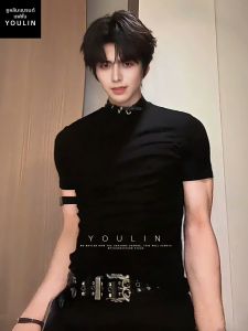 YOULIN | Aesthetic Slim Fit T-Shirt Half High Neck