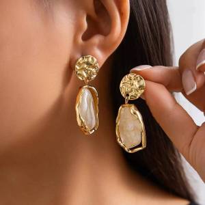 KunJoe 7 Styles Boho Acrylic Irregular Geometry Pendant Earrings for Women Vintage Gold Color Oval Drop Earrings Jewelry Gift