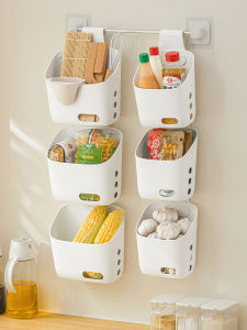 Kitchen Bathroom Hanging Basket Storage Rack Garlic Onion Ginger Holder Wall Mounted Shelf Small Basket Organizer