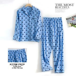2026 Fashion Plaid Winter 100% Brushed Cotton Pajamas Sets Women Sleepwear Spring Pure Cotton Pyjamas Pijamas Mujer
