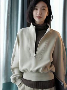 Fashionable Loose Ladies Hoodie Zipper Short Top Autumn Winter New Arrival Small Size Stylish Popular Ladies Sweatshirt