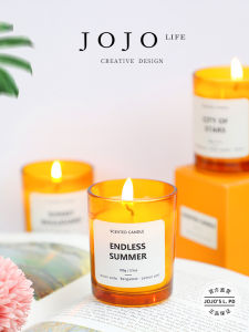 Ambiance Creating Amber Orange Candle Home Decor Scented Candle Cup Shaped Indoor Universal JOJOS L. PD. Mr Grocery