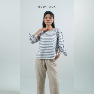 Bodytalk Blouse Wanita Delilah White Black Online 23484T5WB