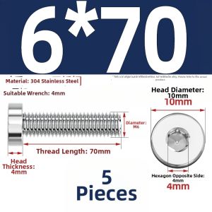TIANZHUOJINSHU | 304 Stainless Steel Countersunk Head Hex Socket Screw DIN7984