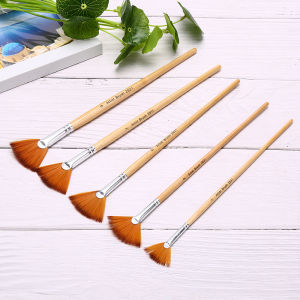 EELHOE | 5pcs Fan Shape Gouache Painting Pen Nylon Hair Paint Brush Drawing Art Supplies