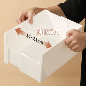 Expandable White Right Angle Storage Box Kitchen Spice Cabinet Book Snack Miscellaneous Plastic Organizer Basket Home Storage