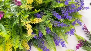 Cụm dương xỉ giả có hoa - Size 27cm - Cây dương sỉ giả hoa lụa decor trang trí rẻ bền đẹp.