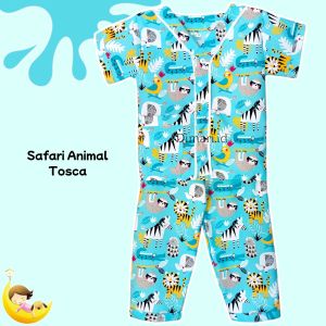 Dimari Baju Tidur Anak Laki-Laki Tanpa Kerah / Vneck Usia 1-12 Tahun Motif Safari Animal