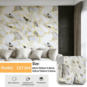Marble Effect PVC Kitchen Stickers Thick Waterproof Oil Resistant Wall Decor Wallpaper