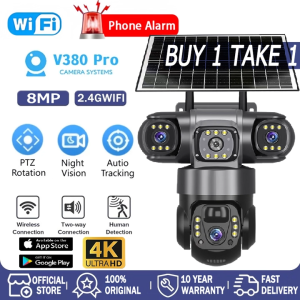 V380 Pro Solar CCTV Camera BUY 1 TAKE 1 Three lens With WiFi 4G SIM Card Outdoor Waterproof Surveillance No Need internet Color Night Vision Two-Way Audio IP Security Cameras