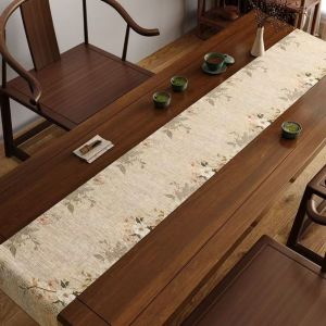 New Chinese Style Bamboo Shadow & Flying Bird Ink Table Runner Washable Restaurant Decor or Celebration Table Accent