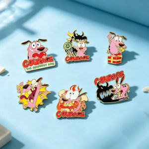6Pcs Vintage Cartoon Courage The Cowardly Dog Enamel Pins Brooches Lapel Badges For Backpack Decor