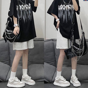 Quần Short Thể Thao Màu Xám Cho Nữ Mùa Hè Mỏng Rộng Rãi Cotton Nguyên Chất Cạp Cao Quần Dài Ống Rộng Thon Gọn