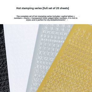 Gold And Silver Foil Stickers 26 Alphabet Letters Numbers Black Chain Card Holder Eyeshadow Box DIY Decoration Background for Girls Scrapbooking Camera Phone Case Cover