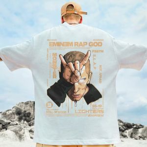 Loose Fashionable European Streetwear Oversized Mens Short Sleeve T-shirt Fashion Casual American Apparel with Figure Pattern