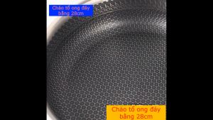 Chảo chống dính 5 lớp inox 304 khắc laser tổ ong 28cm đáy bằng Chảo inox vân tổ ong