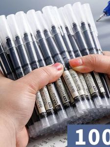 Large Capacity Direct Ink 0.5mm Gel Pen Quick Drying Carbon Black Water-Based Pen for Students Neutral Pen Ins Style Fixed Clip