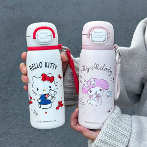 Sanrio | 1pc HelloKitty Stainless Steel Thermos 500ml - One Lid Two Drinking Modes Pop-Up Lid with Portable Handle for Travel & Sports