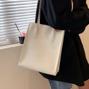 Large Capacity Womens Shoulder Bag Tote Bag White Versatile Simple Design Spring Summer New Fashion Handbag Soft PU Leather