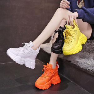Giày Thể Thao Đế Cao Tăng Chiều Cao Cho Nữ Giày Thường Ngày Đa Năng Phong Cách Hàn Quốc Đế PU Giày Đế Xuồng Nam 2025 Mùa Xuân