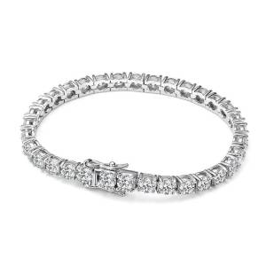 TY D VVS1 Moissanite Vòng Tay Tennis S925 Sterling Bạc Mạ Vàng Trắng Nữ Cổ Điển Cắt Tròn Đá Quý Trang Sức