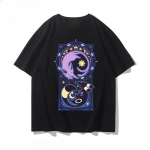 โปเกมอน อุมเบรออน/เอสเปออนเสื้อยืดญี่ปุ่นสำหรับผู้ชายและผู้หญิงฤดูร้อนใหม่ฮาราจูกุหลวมสบายๆแขนสั้น