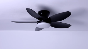 Small Ceiling Fans with Lights - 26 Inch Flush Mount Ceiling Fans with Lights and Remote Low Profile Ceiling Fan with 5 Reversible Blades 6 Speeds Black Ceiling Fan for Bedroom Kitchen