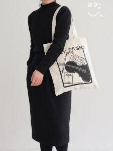 Original Canvas Tote Bag A4 Sheet Music Bag 2023 New Violin Piano Canvas Bag Single Shoulder Versatile Korean Style Casual Bag
