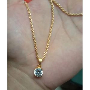 Abee Acc-1374 Kalung mata cantik uk. 45 cm kalung Titanium wanita berlapis emas dengan batu permata