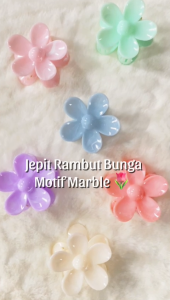 Alobeauty - Jedai Bunga Marble Flower Pastel Colors Korean Style Hair Claw Jepit Rambut Wanita Motif Marmer Warna Soft