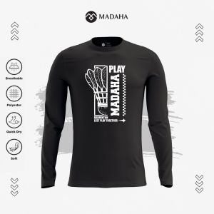 Madaha Kaos Baju Lengan Panjang Dry fit Jersey Olahraga Bulutangkis Badminton Play Shuttlecock