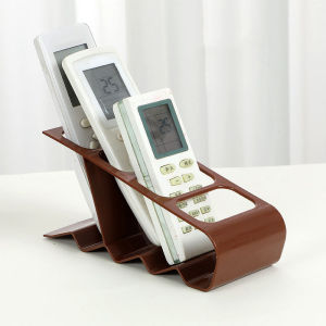 Plastic Desktop Remote Control Holder Organizer – 4-Slot Storage Rack for TV AC Remotes & Phones Home Office Desk Tidy Stand