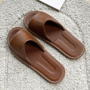 รองเท้าแตะแบบสวมพื้นหนังเนื้อนุ่มสไตล์ญี่ปุ่นสำหรับฤดูร้อน รองเท้าแตะแบบสวมพื้นบางสำหรับทั้งชายและหญิง รองเท้าแตะสำหรับใส่ในบ้าน สวมใส่สบาย ระบายอากาศได้ดี ทนทาน