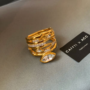 CAFFTI | Exaggerated Zircon Hollow Gold Multilayer Ring
