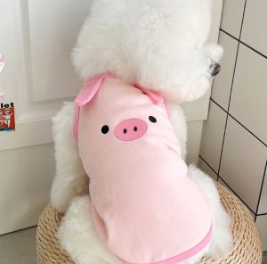 INS Pink Piggy Dog Clothes Puppy Vest Embroidered Pet Cat Shirt Thin Style