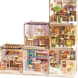 Đồ chơi lắp ghép tự làm mô hình DIY nhà Búp Bê bằng NHỰA ABS - Các tiệm trà bánh