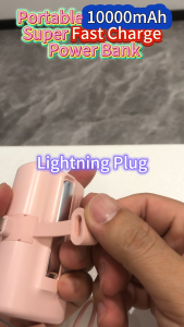 Kuhoo Mini Cute Fast Charge Portable Power Bank 22.5W Super Lipstick Size Capsule Powerbank 10000mAh Plug Stand Super Fast Charging