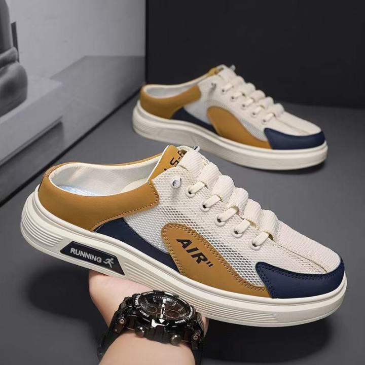 2025 Canvas Half Shoes for Men Low Cut Slip On Shoes Loafers For Men Casual Shoes Fashion Half Slippers For Men 39-45
