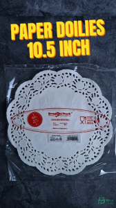 (isi 100 pcs) Paper Doyleys 10.5" Inch Kertas Doilies 26.5 cm Alas Kue Renda Round White Dragon Pack